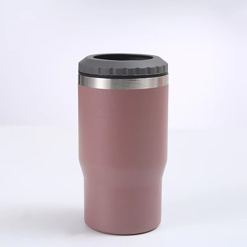 BORGE 14oz Stainless Steel Vacuum Can Cooler Insulated Can Cooler Tumbler 4 in 1 With 2 Lids