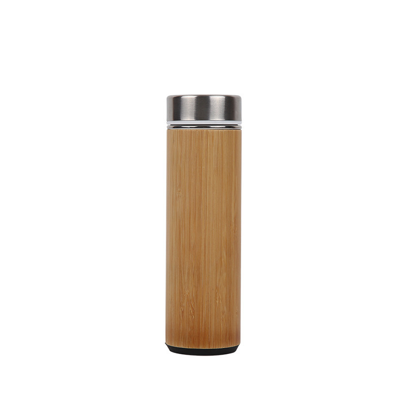 BORGE Customized 550ml Bamboo Shell Stainless Steel Vacuum Insulated Infuser Flask Vacuum Thermos Water Bottle With Tea Filter