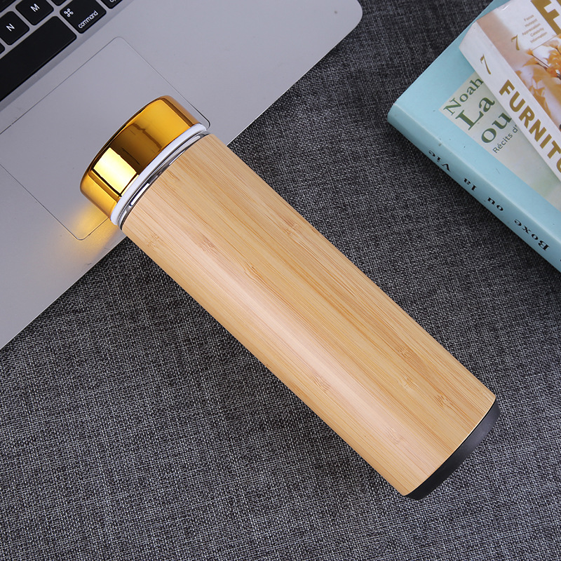 BORGE Customized 550ml Bamboo Shell Stainless Steel Vacuum Insulated Infuser Flask Vacuum Thermos Water Bottle With Tea Filter