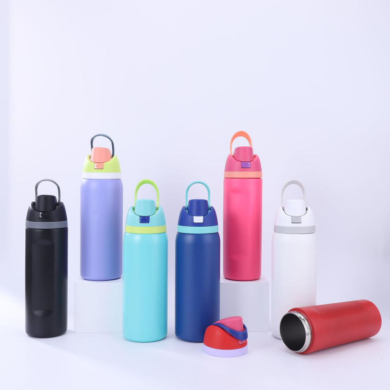 New Sports 32OZ Vacuum Insulated Fruits Cup for Sports Travel Car Flasks Stainless Steel Water Bottle With Straw