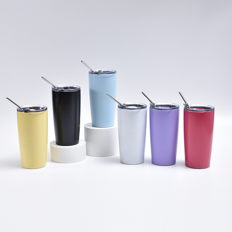 Hot Selling 20oz Car Coffee Cup Stainless Steel Travel Mug Double-Layer Vacuum Insulated Tumbler With Metal Straw