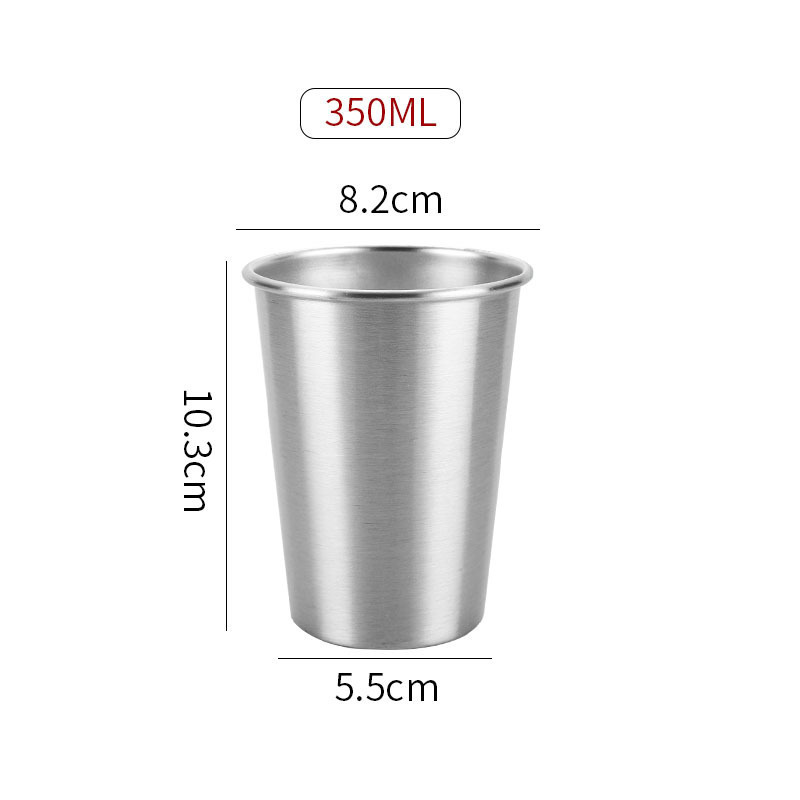 BORGE 350ml/500ml Single Wall Food Grade 304 Stainless Steel Pint Coffee Cup for Outdoor