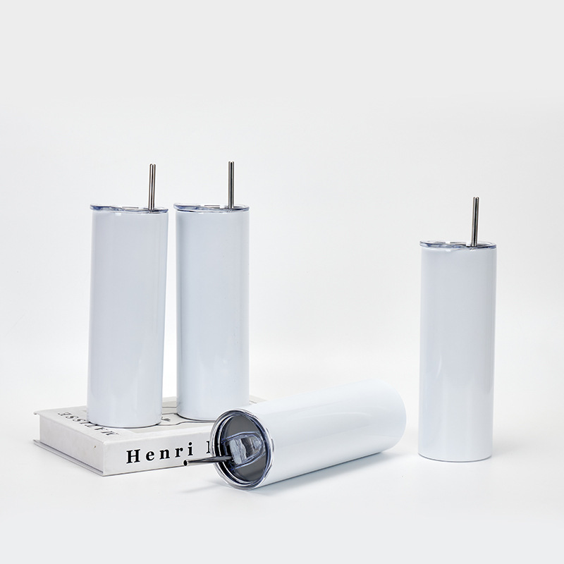 BORGE Custom Logo 20oz Double Walled Straight Skinny Stainless Steel Sublimation Blank Tumblers With Straw
