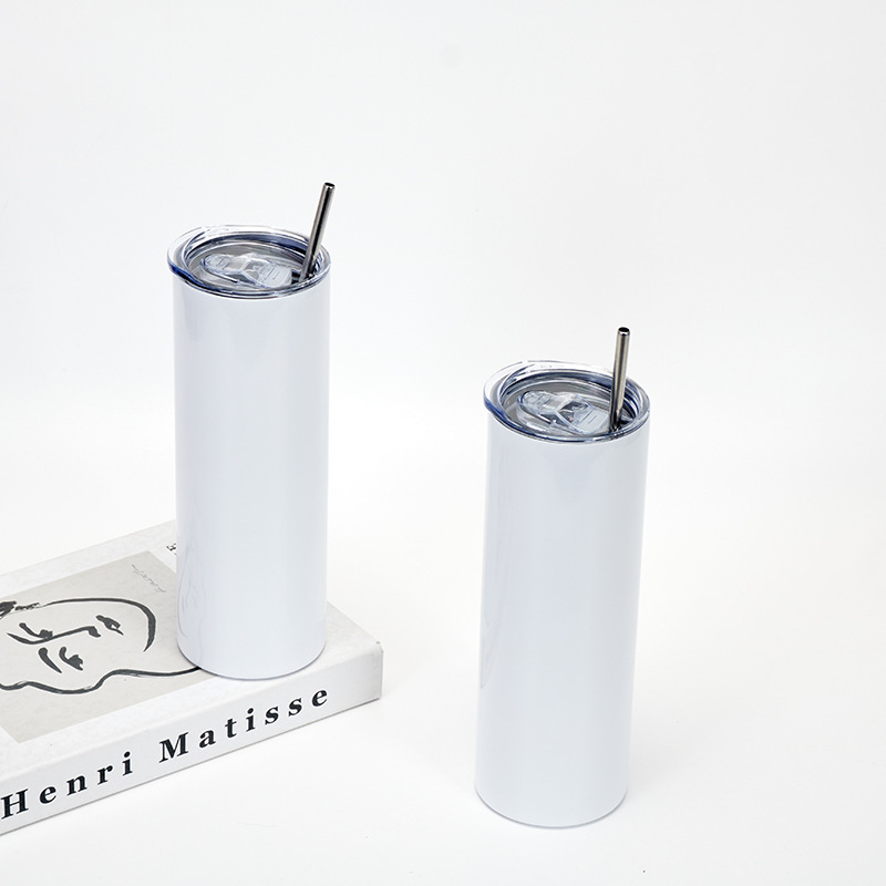 BORGE Custom Logo 20oz Double Walled Straight Skinny Stainless Steel Sublimation Blank Tumblers With Straw