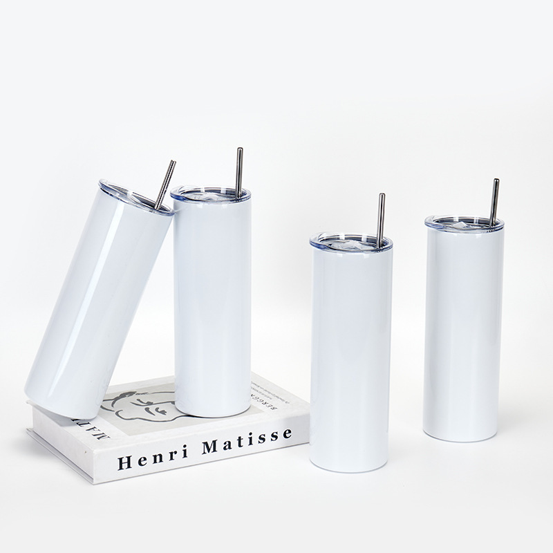 BORGE Custom Logo 20oz Double Walled Straight Skinny Stainless Steel Sublimation Blank Tumblers With Straw