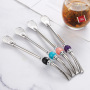Food Grade Colorful Straw Yerba Mate Tea Bombilla Metal Drinking Straws with Cleaning Brush Set