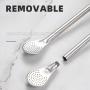 Food Grade Colorful Straw Yerba Mate Tea Bombilla Metal Drinking Straws with Cleaning Brush Set