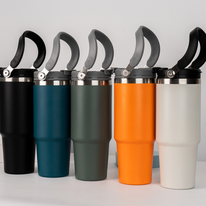 New Product 30oz Stainless Steel Vacuum Fashion Thermos Cup Double Wall Sport Water Bottle with Lids and Straws