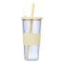 Wholesale Bulk Large Capacity 710ml 24oz Double Layer Water Bottle Plastic Tumblr Cup With Lids and Straws