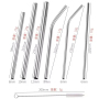 BORGE Reusable 304 Stainless Steel Straws Straight Bent Metal Drinking Straw Set With Cleaner Brush for Party Bar Accessory
