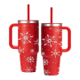 BORGE Merry Christmas 40oz Car Mug Double Wall Stainless Steel Insulated Tumbler With Lids and Straw