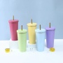 Wholesale 750ml Double Wall 304 Stainless Steel Vacuum Insulated Tumblr Cup Coffee Mugs With Straw Iced Cup