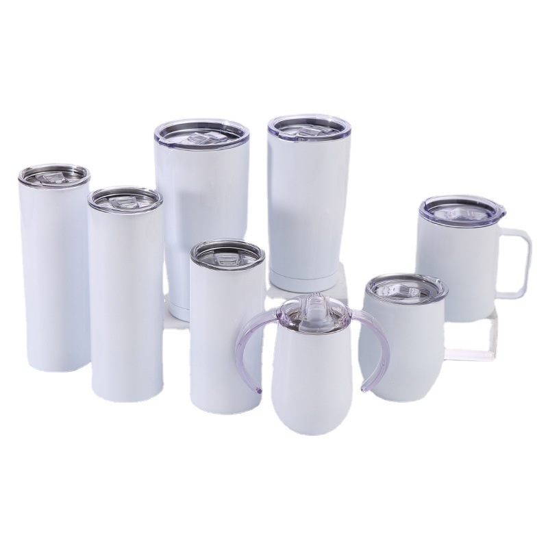 BORGE 20oz 12oz Skinny 4 in 1 Can Cooler Stainless Steel Double Wall Sublimation Wine Tumbler Sets Sippy Cup