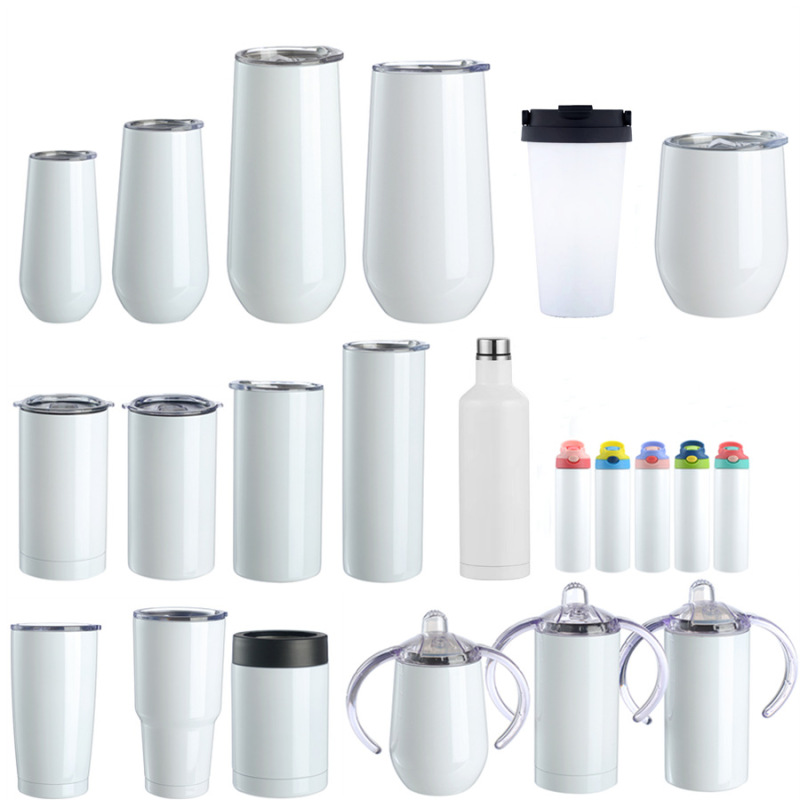 BORGE 20oz 12oz Skinny 4 in 1 Can Cooler Stainless Steel Double Wall Sublimation Wine Tumbler Sets Sippy Cup