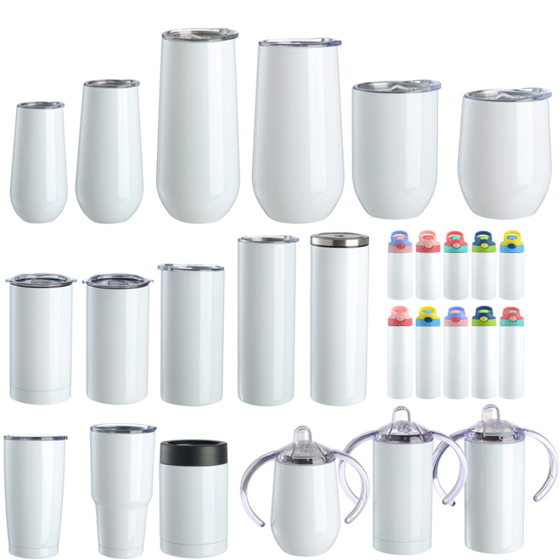 BORGE 20oz 12oz Skinny 4 in 1 Can Cooler Stainless Steel Double Wall Sublimation Wine Tumbler Sets Sippy Cup