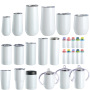 BORGE 20oz 12oz Skinny 4 in 1 Can Cooler Stainless Steel Double Wall Sublimation Wine Tumbler Sets Sippy Cup