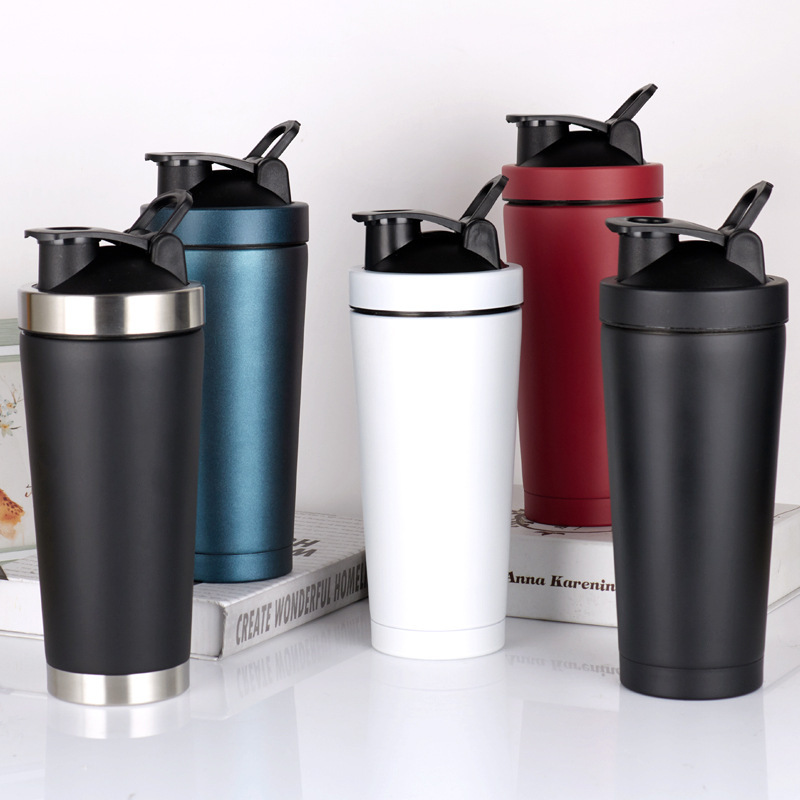 BORGE 750ml Double Wall Stainless Steel Vacuum Insulated Gym Protein Metal Shaker Water Bottle for Sport