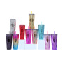 Wholesale Bulk Reusable Skinny Lid Drinking Diamond Tumblers Double Wall Plastic Studded Tumblr Cup With Straw and Lid