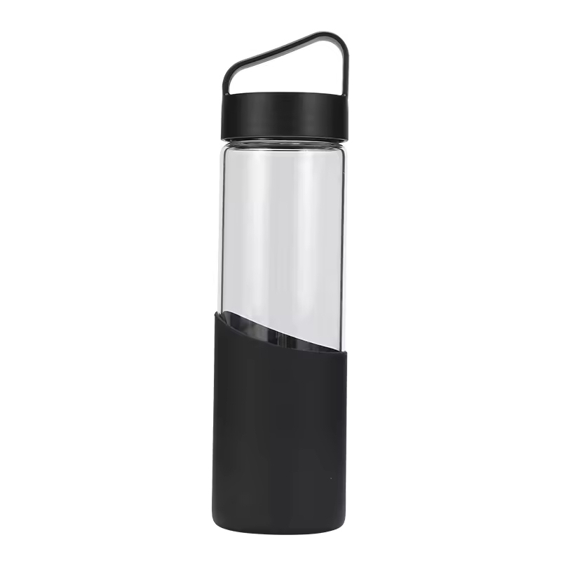CUSTOM LOGO 550ml High Borosilicate Glass Bottle with Silicone Sleeve Drinking Bottle Bicycle Climbing Drinkware