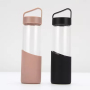 CUSTOM LOGO 550ml High Borosilicate Glass Bottle with Silicone Sleeve Drinking Bottle Bicycle Climbing Drinkware