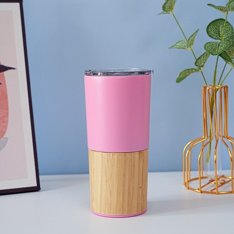 Customizable magsafe Bottle Double-Layer Stainless Steel Thermos Cup Wood Grain Bamboo Shell for Coffee Vacuum Flasks Thermoses