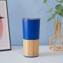 Customizable magsafe Bottle Double-Layer Stainless Steel Thermos Cup Wood Grain Bamboo Shell for Coffee Vacuum Flasks Thermoses