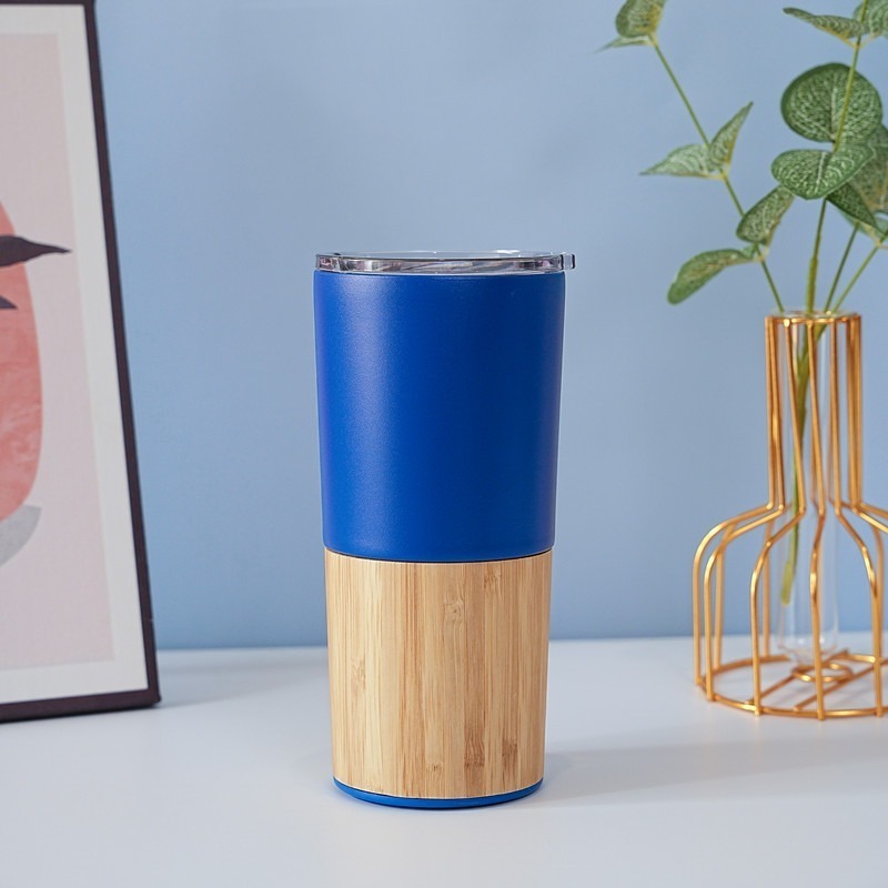 Customizable magsafe Bottle Double-Layer Stainless Steel Thermos Cup Wood Grain Bamboo Shell for Coffee Vacuum Flasks Thermoses