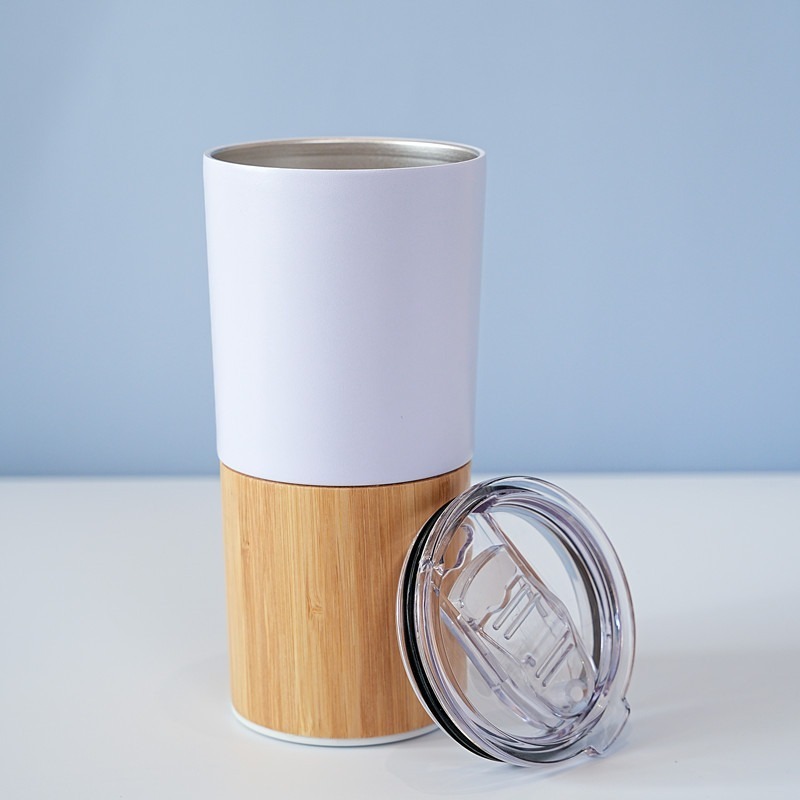 Customizable magsafe Bottle Double-Layer Stainless Steel Thermos Cup Wood Grain Bamboo Shell for Coffee Vacuum Flasks Thermoses