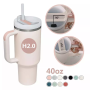 Custom 2025 Popular H2.0 Adventure Travel Coffee Mug 30oz 40oz Reusable Insulated Stainless Steel Tumbler with Handle and Straw