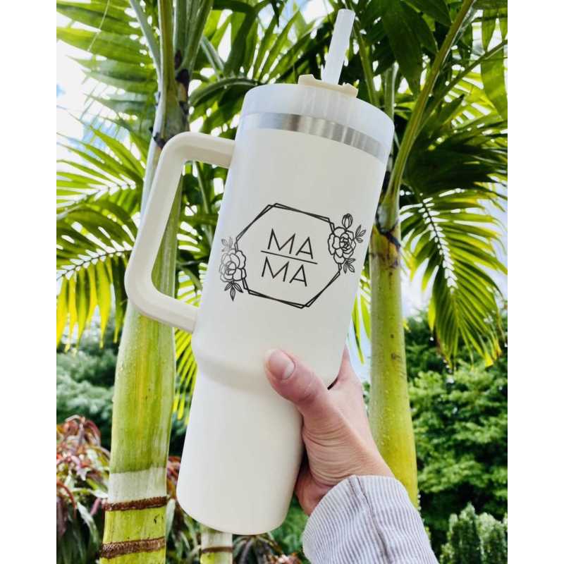Custom 2025 Popular H2.0 Adventure Travel Coffee Mug 30oz 40oz Reusable Insulated Stainless Steel Tumbler with Handle and Straw