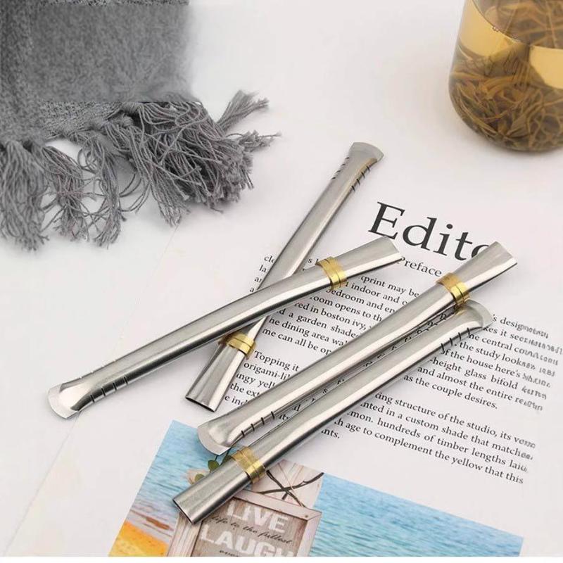BORGE Food Grade Yerba Mate Bombilla Stainless Steel Straw Flat Mouthed Design Argentine Mate Tea Stainless Steel Straw