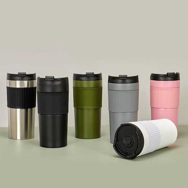Manufacture Custom Logo 16oz French Press Coffee Mug With Sleeve Stainless Steel Insulated Tea Cup With Filter