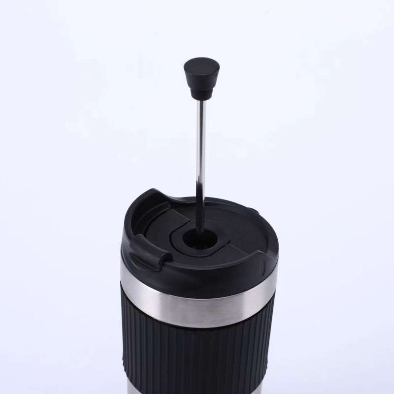 Manufacture Custom Logo 16oz French Press Coffee Mug With Sleeve Stainless Steel Insulated Tea Cup With Filter