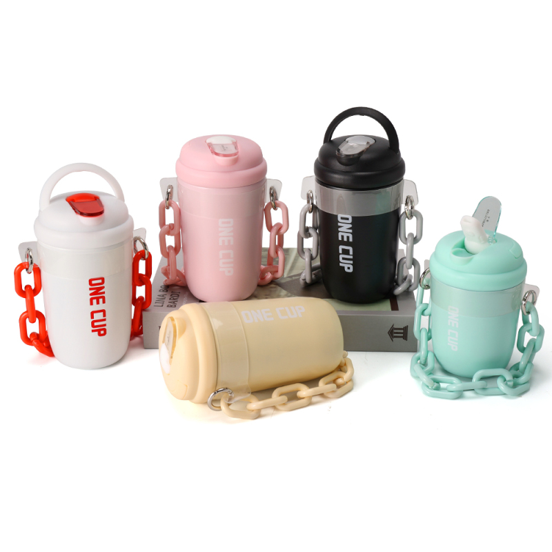 New Style Coffee Mug Insulated Bottle Double Wall Stainless Steel Water Bottle With Plastic Rope Handle