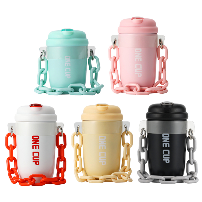 New Style Coffee Mug Insulated Bottle Double Wall Stainless Steel Water Bottle With Plastic Rope Handle