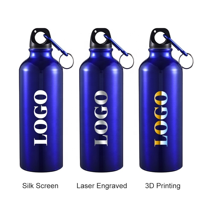 Wholesale 500ml Aluminum Sport Water Bottle 750ml Outdoor Single Wall Stainless Steel Drink Water Bottles With Carabiner