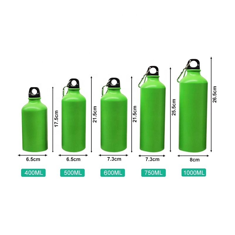 Wholesale 500ml Aluminum Sport Water Bottle 750ml Outdoor Single Wall Stainless Steel Drink Water Bottles With Carabiner