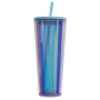 Wholesale Bulk Custom Eco Friendly 750ml Double Layer Travel Plastic Water Tumblers Screw Lid With Straw