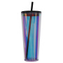 Wholesale Bulk Custom Eco Friendly 750ml Double Layer Travel Plastic Water Tumblers Screw Lid With Straw