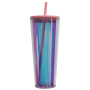 Wholesale Bulk Custom Eco Friendly 750ml Double Layer Travel Plastic Water Tumblers Screw Lid With Straw