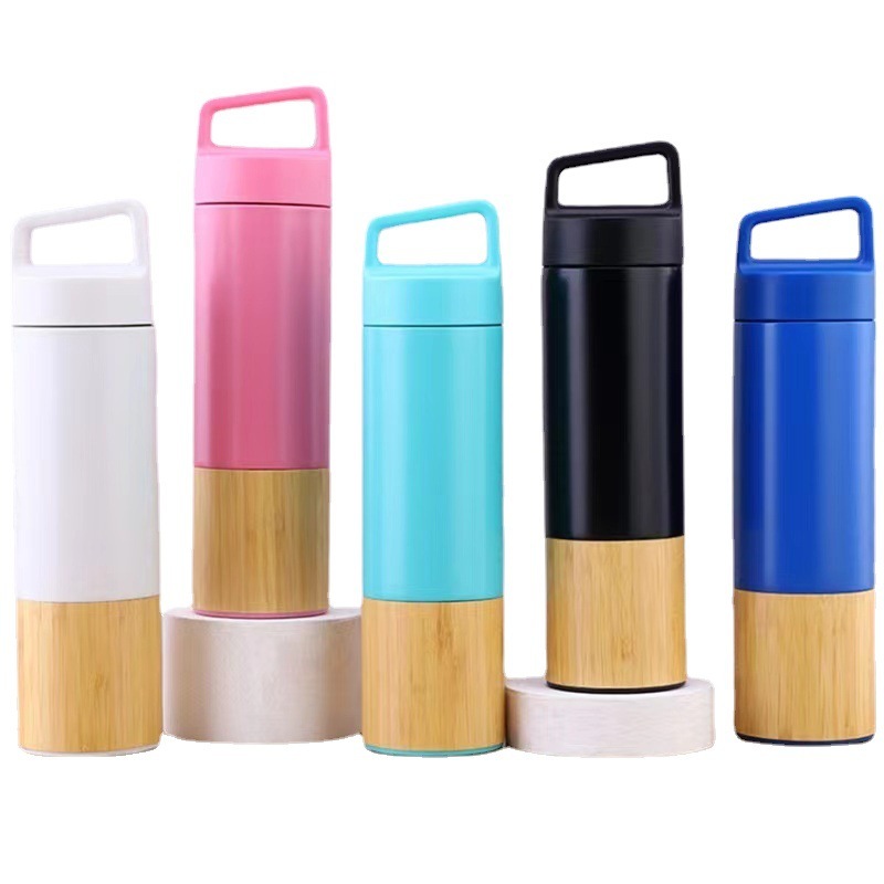 Hot Selling 550ml Stainless Steel Water Cup Bamboo Vacuum Flask Bottle Customized Logo