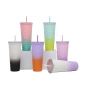 Wholesale Reusable Drinking Cup 24oz Studded Acrylic Diamond Gradient Double Wall Plastic Tumblr Cup