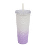 Wholesale Reusable Drinking Cup 24oz Studded Acrylic Diamond Gradient Double Wall Plastic Tumblr Cup