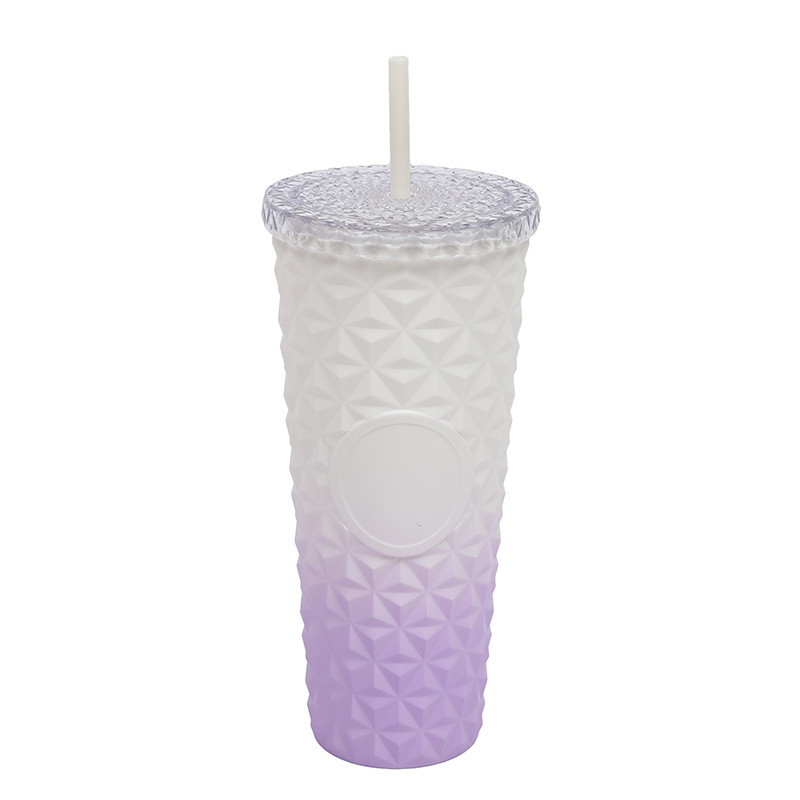Wholesale Reusable Drinking Cup 24oz Studded Acrylic Diamond Gradient Double Wall Plastic Tumblr Cup