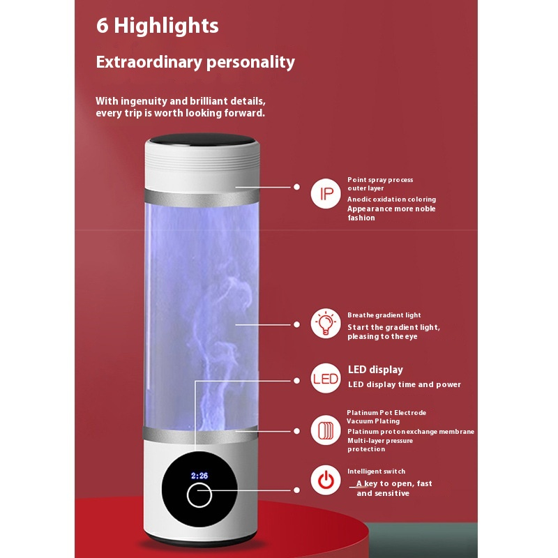 2000ppb 6000ppb Usb Rechargeable Hydrogen Rich Water Generator SPE PEM Hydrogen Water Bottle