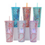 Wholesale Bulk 24oz Plastic Cold Travel Coffee Cup Diamond Studded Tumblers Acrylic Tumblers With Lid and Straw