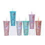 Wholesale Bulk 24oz Plastic Cold Travel Coffee Cup Diamond Studded Tumblers Acrylic Tumblers With Lid and Straw