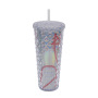 Wholesale Bulk 24oz Plastic Cold Travel Coffee Cup Diamond Studded Tumblers Acrylic Tumblers With Lid and Straw