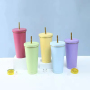 New Design 17oz Double Wall Stainless Steel Vacuum Insulated Tumbler With Straw and Lid