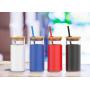 Custom Logo 500ml Clear Borosilicate Glass Water Drinking Water Bottle With Bamboo Lid and Silicone Sleeve